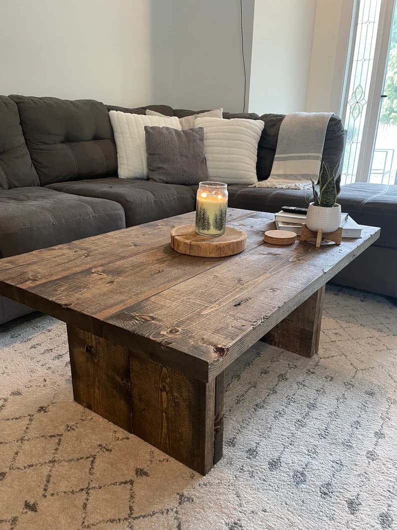 Handcrafted solid wood coffee table with a timeless farmhouse design, built to bring warmth, character, and everyday function to your living room.